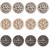 CHGCRAFT 12pcs 3 colors Hollow Alloy 1-Hole Buttons BUTT-CA0001-03-1