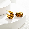Leopard Print Brass Enamel Stud Earrings for Women EJEW-U055-12A-G-1