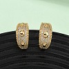 Brass Micro Pave Clear Cubic Zirconia C-Shaped with Oval Stud Earrings EJEW-B153-17G-01-1