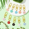 10Pcs 10 Colors Flower Alloy Enamel Pendant Decorations HJEW-JM02753-2