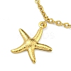 PVD Vacuum Plating Summer Beach 304 Stainless Steel Cable Chain Starfish Charm Bracelets BJEW-P334-02G-2