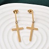 Cross 304 Stainless Steel Dangle Stud Earrings EJEW-G453-12G-1