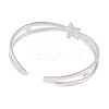 Star Zinc Alloy Hollow Open Cuff Bangles for Women BJEW-L688-01P-3