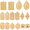16Pcs 8 Styles 304 Stainless Steel Pendants STAS-SC0010-14-1