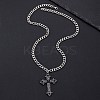 Alloy Pave Single Jet Rhinestone Religion Cross Pendant Twisted Chain Necklaces for Women PW-WG4E8E9-03-1