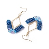 Braided Glass & 201 Stainless Steel Dangle Earrings EJEW-MZ00159-02-3