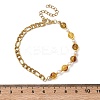 Natural Amber & Cultured Freshwater Pearl Beads Link Bracelets BJEW-JB13694-01-4