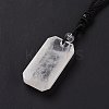 Adjustable Natural Quartz Crystal Rectangle Pendant Necklace with Nylon Cord for Women NJEW-L171-03G-5