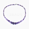 Natural Amethyst Graduated Beads Necklaces and Bracelets Jewelry Sets SJEW-L132-01-2