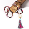 Bohemian Oval Natural Druzy Agate Tassel Pendant Necklaces FS-WGAFDEB-01-2