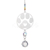 201 Stainless Steel Paw Print Shape & Rainbow Crystal Glass Hanging Suncatcher HJEW-JM04679-2