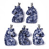 Carved Natural Sodalite Pendants G-N0327-002F-1