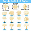 24Pcs 12 Styles Brass Filigree Big Pendants KKC-TA0001-05-3