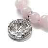 Natural Rose Quartz Round Beaded Chakra Stretch Bracelets BJEW-K251-01G-3