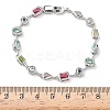 Brass Micro Pave Colorful Cubic Zirconia Link Chain Bracelets BJEW-G764-04P-5