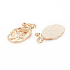 Brass Gold Quartz Rhinestone Pendants X-KK-S364-212-2