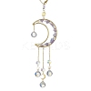 Nuggets Natural Quartz & Brass Moon Hanging Suncatchers HJEW-JM04253-01-2