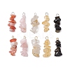 10Pcs 5 Colors 12 Constellation Natural Citrine & Golden Sheen Obsidian & Rose Quartz & Gold Rutilated Quartz & South Red Agate Pendants PALLOY-JF02839-06-1