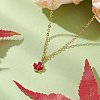 Brass Red Enamel Maple Leaf Pendant Cable Chain Necklaces for Women NJEW-JN05080-2