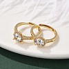 Brass Micro Pave Clear Cubic Zirconia Finger Rings for Women RJEW-U049-06G-2