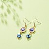 Crystal Rhinestone Dangle Earrings with Enamel Evil Eye EJEW-JE05012-01-3