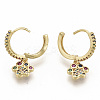 Brass Micro Pave Colorful Cubic Zirconia Dangle Hoop Earrings EJEW-S208-084-3