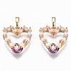 Brass Micro Cubic Zirconia Pendants KK-N235-026D-2