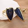Heart Natural Lapis Lazuli Finger Rings RJEW-M076-03G-08-4