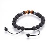 Natural Lava Rock and Non-Magnetic Synthetic Hematite Beads Braided Bead Bracelets X-BJEW-JB03975-25-3