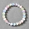 Natural Selenite Round Beaded Stretch Bracelets for Men Women BJEW-JB12061-2