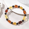 Natural Amber and Lava Rock Beads Stretch Bracelets for Women Men BJEW-JB13385-1