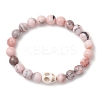 8.5mm Round Natural Pink Zebra Jasper Beaded Stretch Bracelets BJEW-JB10466-02-1