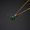 Glass Rectangle Pendant Necklace with Golden Stainless Steel Chains LS-ZR6442-2