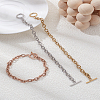3Pcs 3 Colors Unisex 304 Stainless Steel Cable Chain Bracelets BJEW-LP0001-38-1