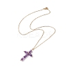 Natural Mixed Gemstone Beaded Cross Pendant Necklace NJEW-JN04236-3