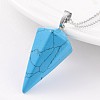 Cone Pendulum Platinum Tone Brass Natural & Synthetic Mixed Stone Pendants G-F267-05-2