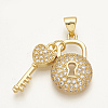Brass Micro Pave Cubic Zirconia Pendants ZIRC-S061-59G-1