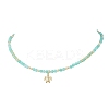 3Pcs 3 Styles Ocean Brass Turtle Pendant Faceted Round  Natural Aquamarine & Amazonite & Dyed Agate Beaded Necklaces NJEW-JN05736-4