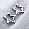 Tarnish Resistant 304 Stainless Steel Star Huggie Hoop Earrings STAS-H156-05P-3