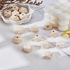 50Pcs Faceted Unfinished Wood Beads WOOD-LP0001-21-1