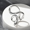 304 Stainless Steel Open Cuff Ring for Women X-RJEW-M025-02P-1