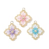 3Pcs 3 Colors Handmade Glass Seed Beaded Quatrefoil Pattern Pendants PALLOY-MZ00965-1