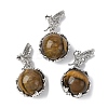 Natural Tiger Eye Round Pendants G-G207-01P-04-1