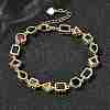 Brass Micro Pave Cubic Zirconia Link Bracelets for Women BJEW-P358-03G-2