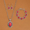 Oval Alloy with Synthetic Turquoise Pendant Necklaces & Dangle Earrings & Link Bracelets Sets WGD1135-07-1