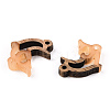 Opaque Resin & Walnut Wood Connector Charms RESI-N039-46D-2