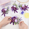 Silk Cloth Flower Boutonniere Brooch JEWB-WH0009-98-3