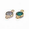 Golden Plated Glass Flat Round Links connectors KK-L094-02-3