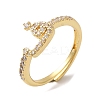 Rack Plating Brass Cubic Zirconia Arabic Letters Adjustable Rings for Women RJEW-S407-10G-09-1