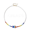 Boho Handmade Lampwork Fish & Colorful Glass Seed Beaded Necklaces for Women NJEW-TA00199-4